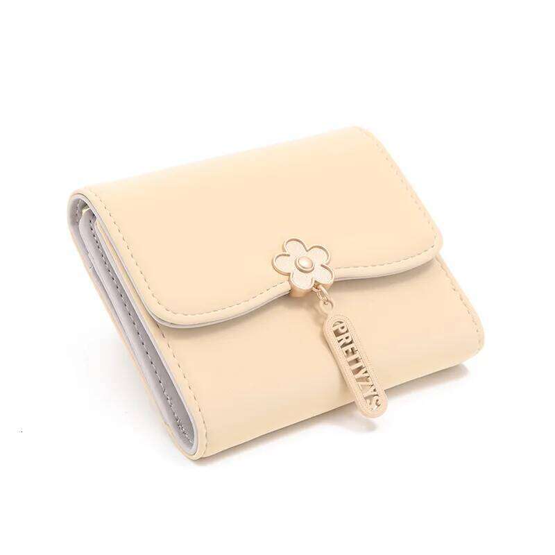 Wallet short summer new women's flower pendant three fold bag large capacity folding multi-functional student coin
