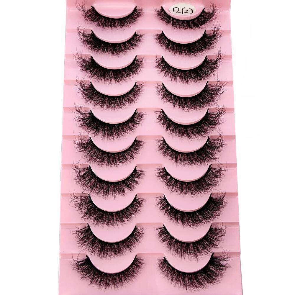 10 Pairs Faux Mink Handmade False Natural Nude Makeup Simulation Cross Messy Eye 3D Curly Eyelashes free shipping