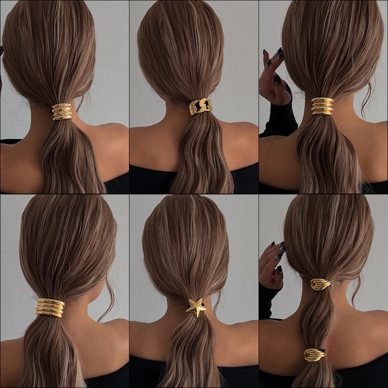 New Hair rope Style High End Metal Hair Ties Elegant Versatile Minimalist for Ponytails