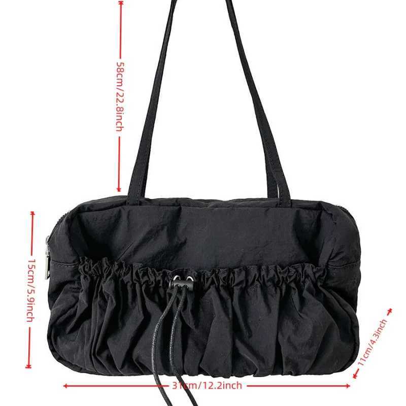 A Niche Commuting Single Shoulder Tote Bag with Pleats Luxurious Underarm Bag for Women Temperament High Capacity Nylon Handbag XJ250605
