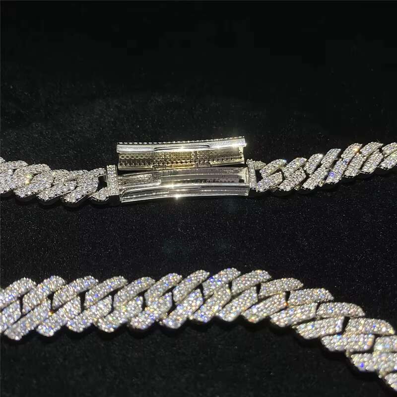 Wholesale 10mm 12mm 14mm Mens Hip Hop Iced Out Diamond Cuban Necklace 925 Sterling Silver D Color Moissanite Cuban Link Chain