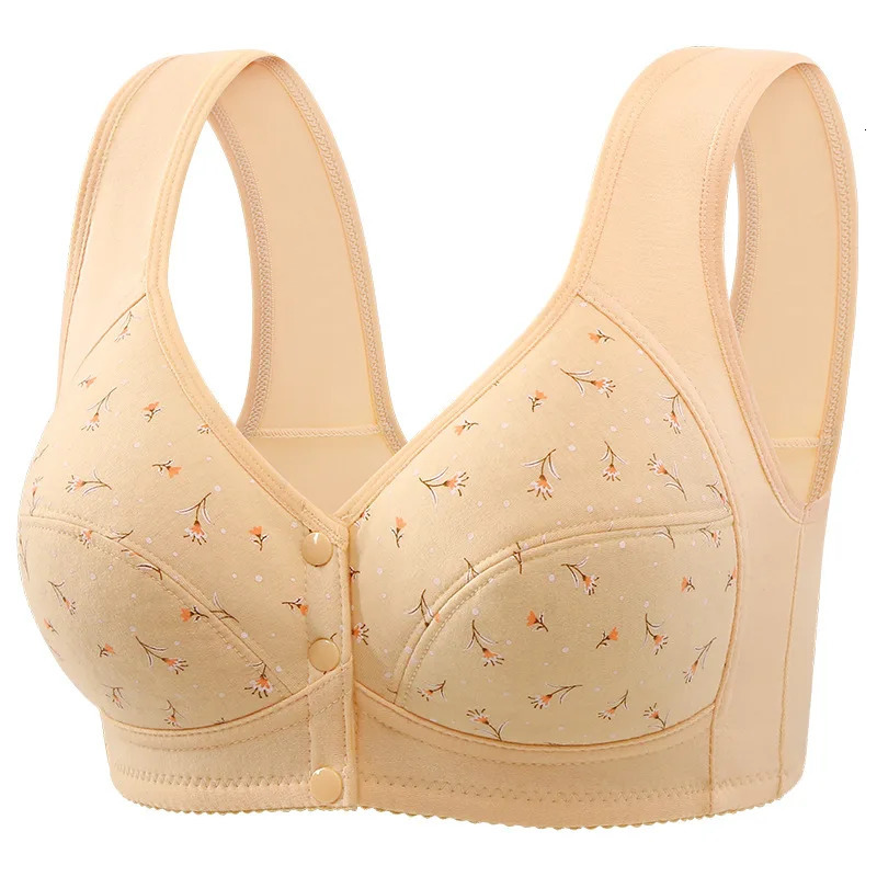 Mother Kid Underwear Vest Bra Large Size Elderly Women Comfortable Breathable No Underwire No Sponge Convenient Front Button Bra 250530