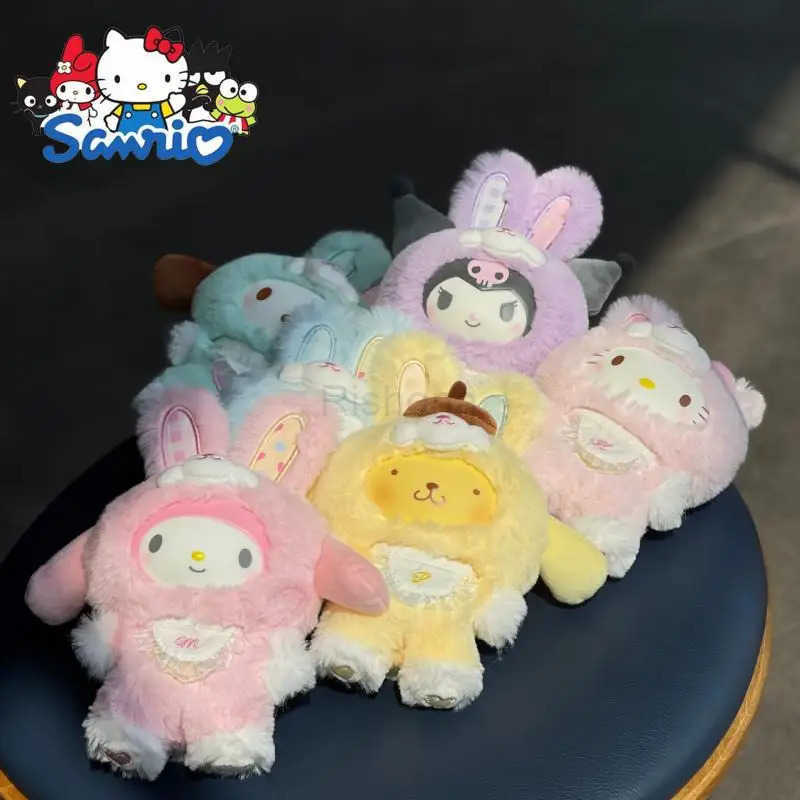 Sanrio Plush Fairy Rabbit Baby Series Kuromi Cinnamoroll Hello Kitty Poseable Vinyl Doll Cute Collectible Figurine Toy Gift X250605
