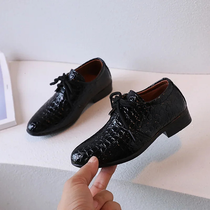 Boys Leather Shoes for Party Wedding Shows Catwalk Lace-up Classic Kids Fashion Casual Shoes Loafers Children Dress PU Low-heels 250604