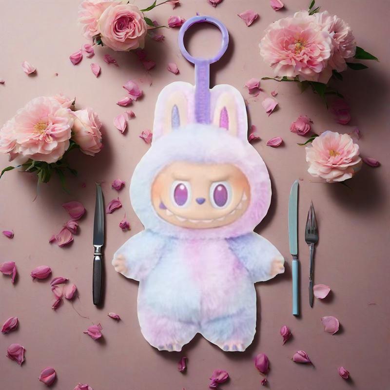 Cute plush rabbit clothing pendant gradient color cartoon keychain big eyes doll backpack jewelry trend handmade