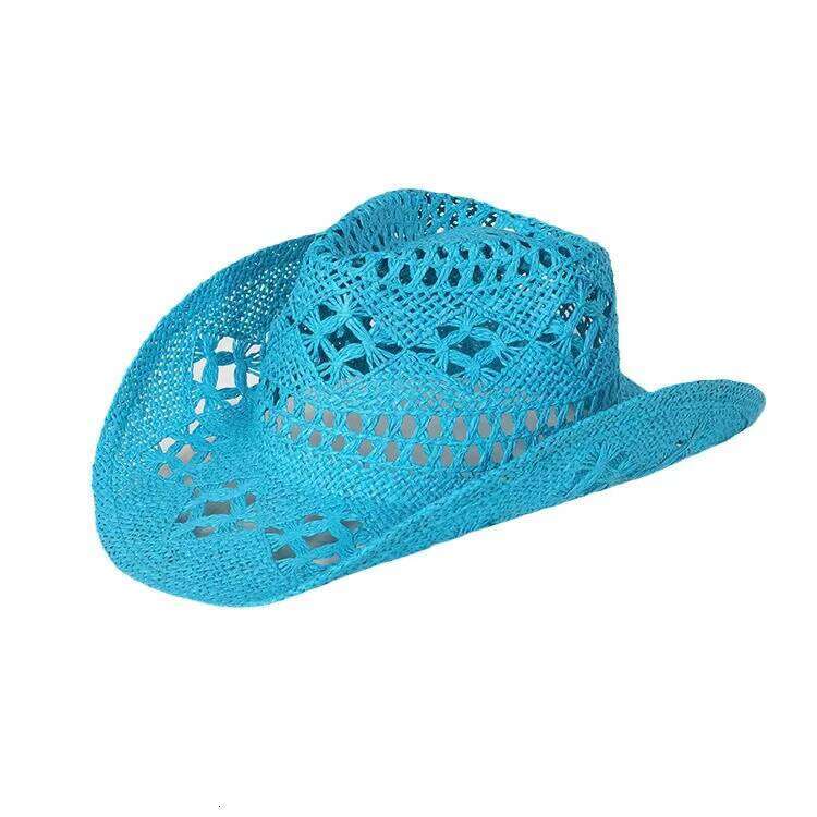 VW2518 Hand-Woven European American Western Cowboy Hat Raffia Straw Summer Sun Protection Hats
