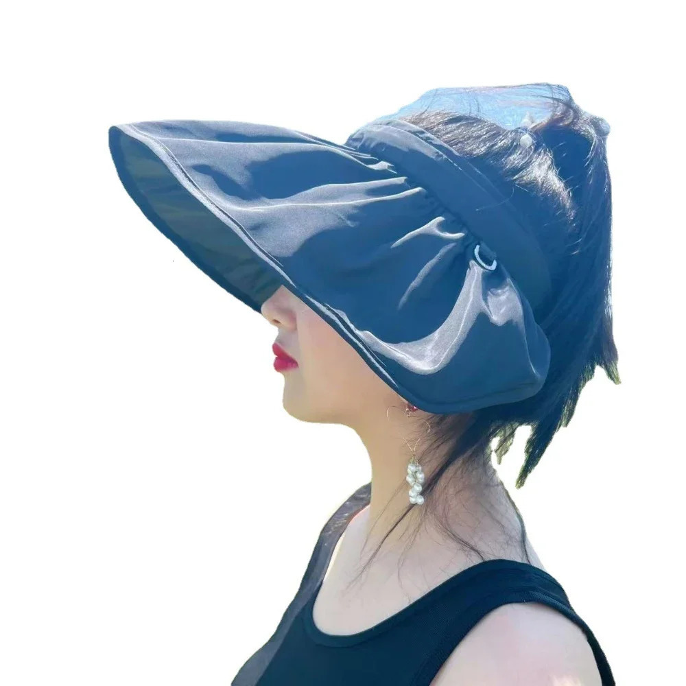 2025 Summer Travel Sunshade Sunblock Hat Large Eaves Anti-UV Temperament All Empty Top Hat Tidal Sun Hat Childrens Straw Hat 250603