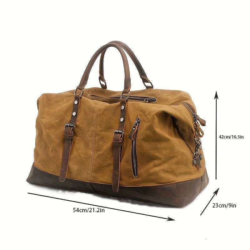 Men M Hand Lage Canvas Leather Travel Duffel Shoulder Bags Large Capacity Weekend Overnight
