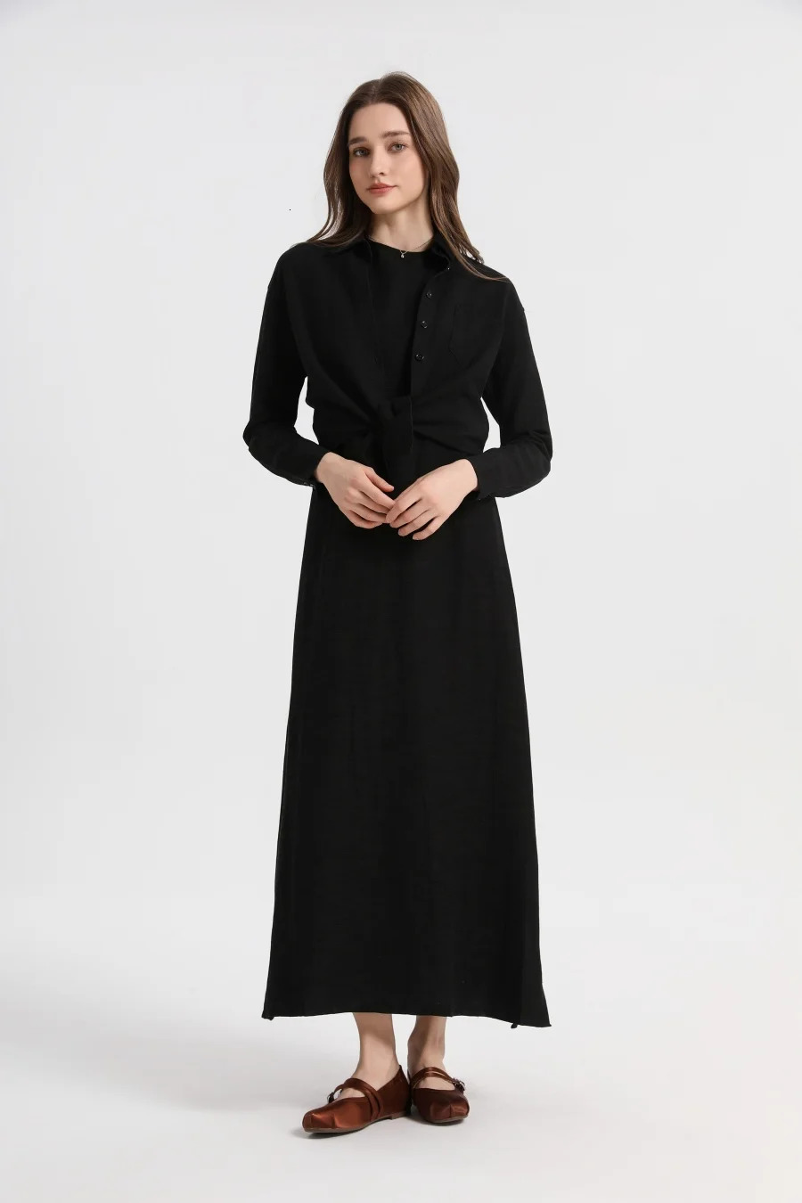 AS linen shirt dress matching set high quality nature linen with Breathable fabric 250529