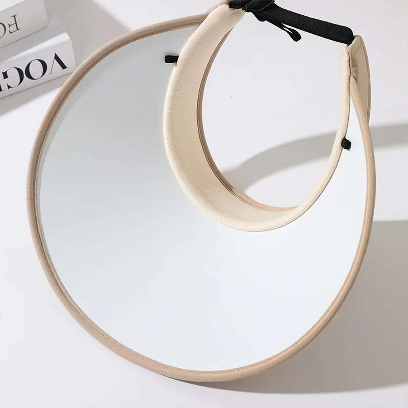 Summer Collapsible Shell Cap with Empty Top for Girl Fashion Sunblock Cool Large Brim Visor Seaside Casual Outdoor Beach Sun Hat 250603