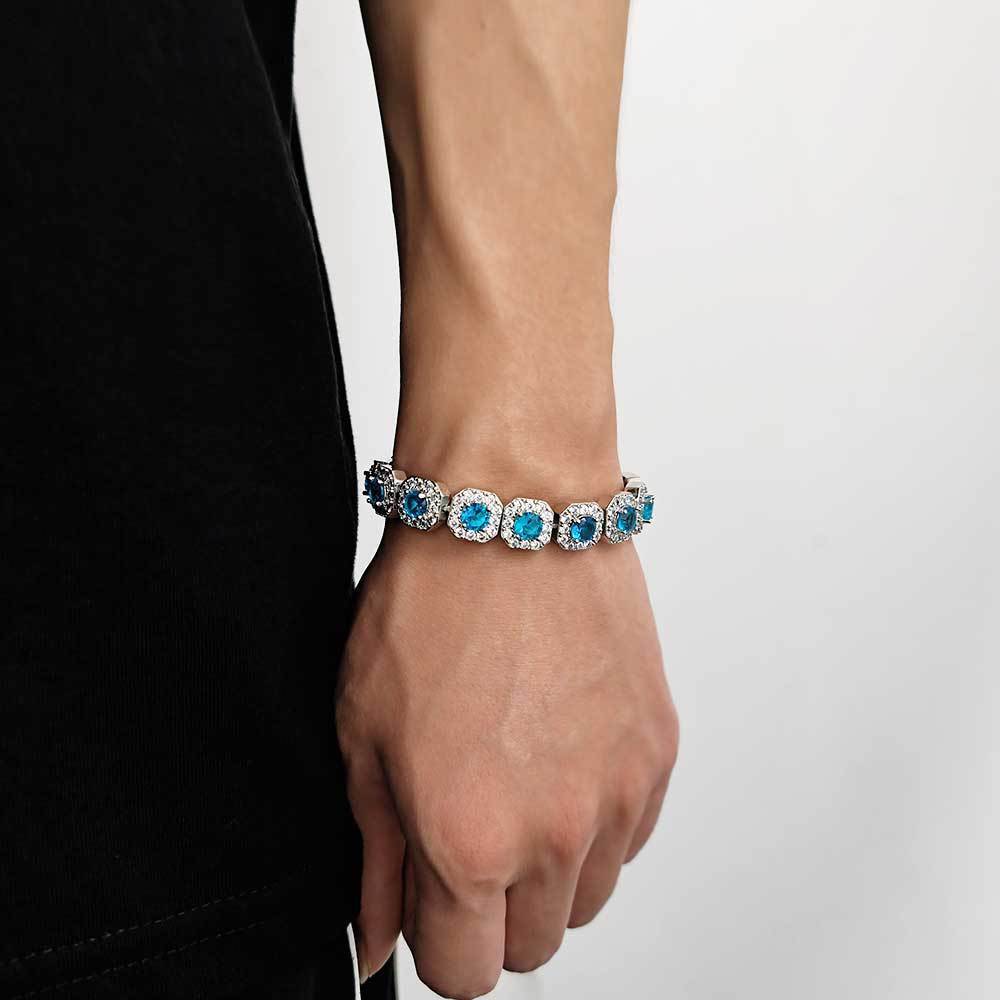 Chaopai Color Moissanite Bracelet 12mm Flip Cap Buckle Rock Sugar Chain Hip Hop Mens Bracelet Jewelry