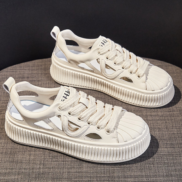 Designer casual shoes White Sneakers for Women 2025 Summer New Breathable Sports Shoes Korean Style Versatile Casual Non-Slip Soft Sole Hollow Out San