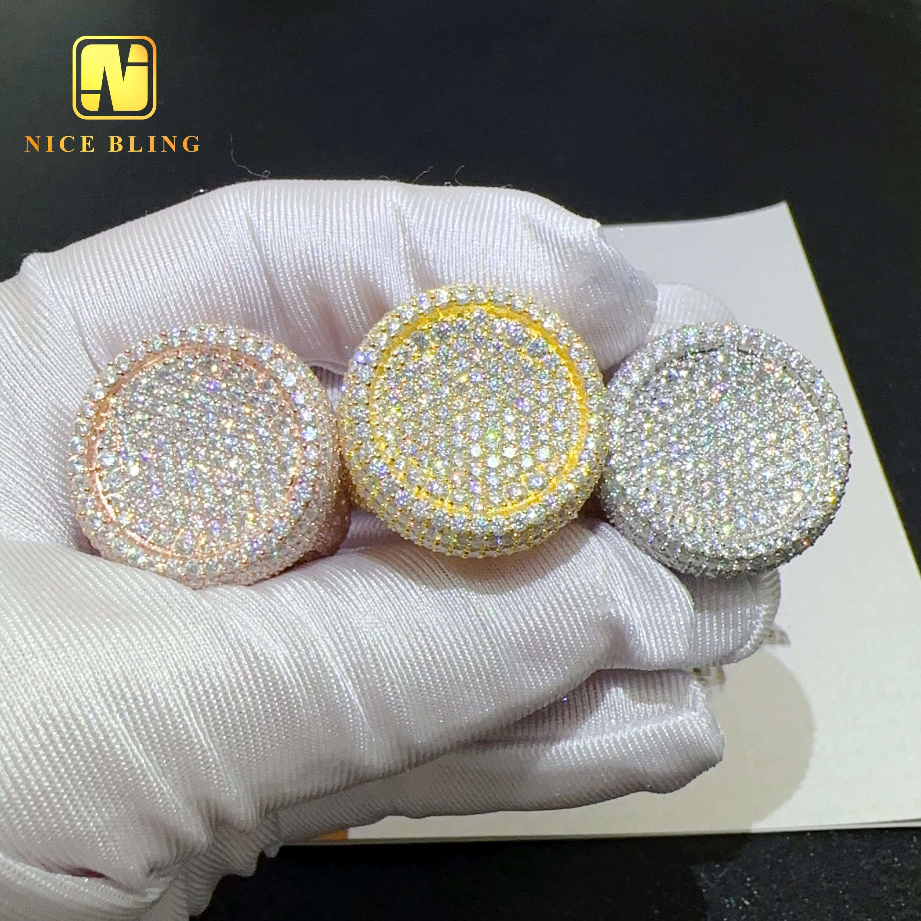 Full Iced Out 925 Silver Round Brilliant Mens Ring Hip Hop Moissanite Diamond Engagement Pinky Rings Pass Diamond Tester