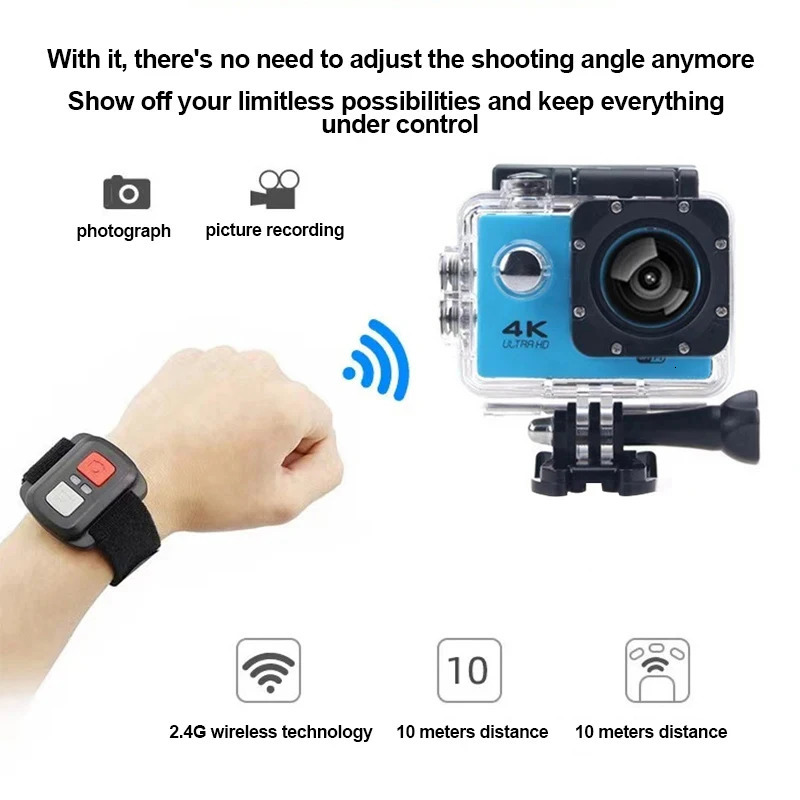 Ultra HD 4K Action Camera 1080P30FPS 20 inch Screen WiFi Remote Control Mini Cameras Waterproof DV Helmet Go Sport Pro 250526