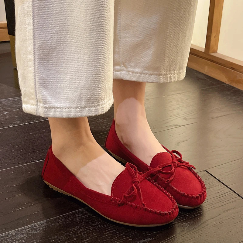 Women Loafers Slip on Ladies Flats Shoes Spring Autumn Casual Flat Shoes Leather Cashmere Single Shoes Plus Siz 250603