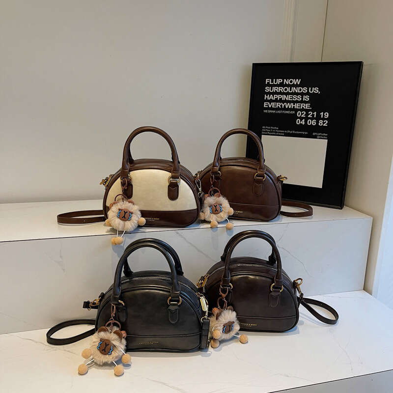 Pillow 2025 New Color-Block Versatile Crossbody Fashion Handbag Bowling Ball Bag for Women