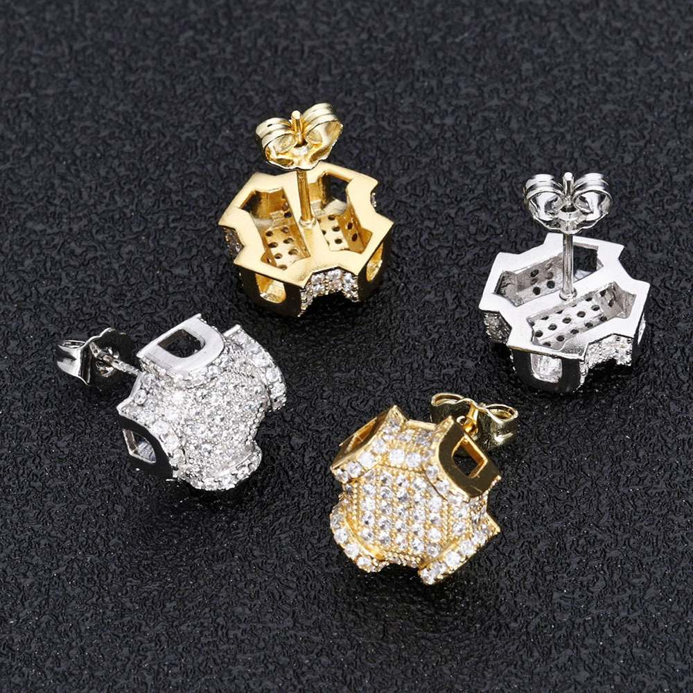 Hip-Hop Personality New Full Diamond Mens Earrings Trendy Jewelry High-End Moissanite Earrings