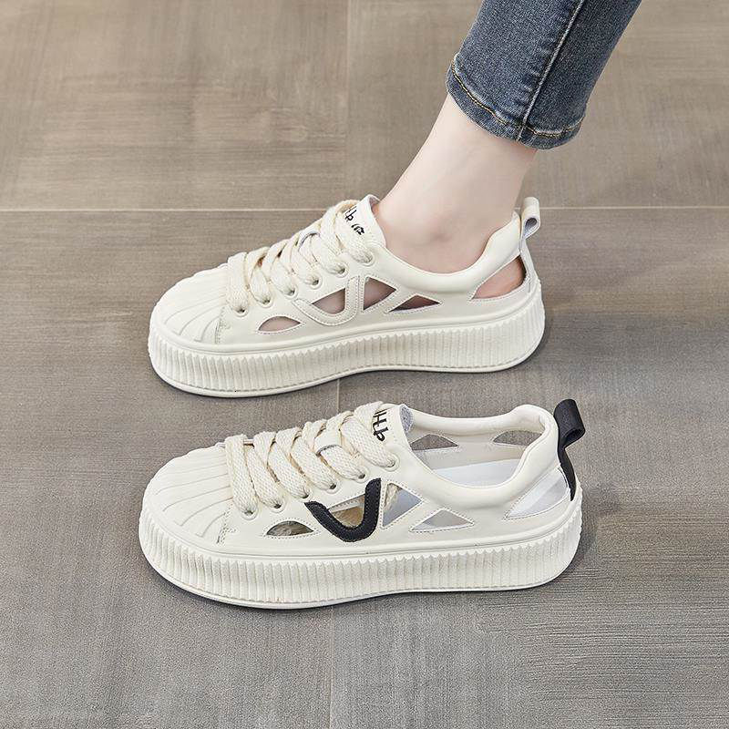 Designer casual shoes White Sneakers for Women 2025 Summer New Breathable Sports Shoes Korean Style Versatile Casual Non-Slip Soft Sole Hollow Out San