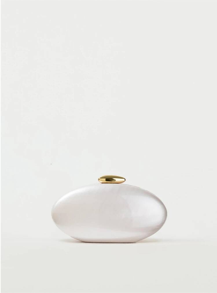 Egg shape Clutch Bag Acrylic women wedding evening party cute ivory pearl color purse handbag summer new 2024