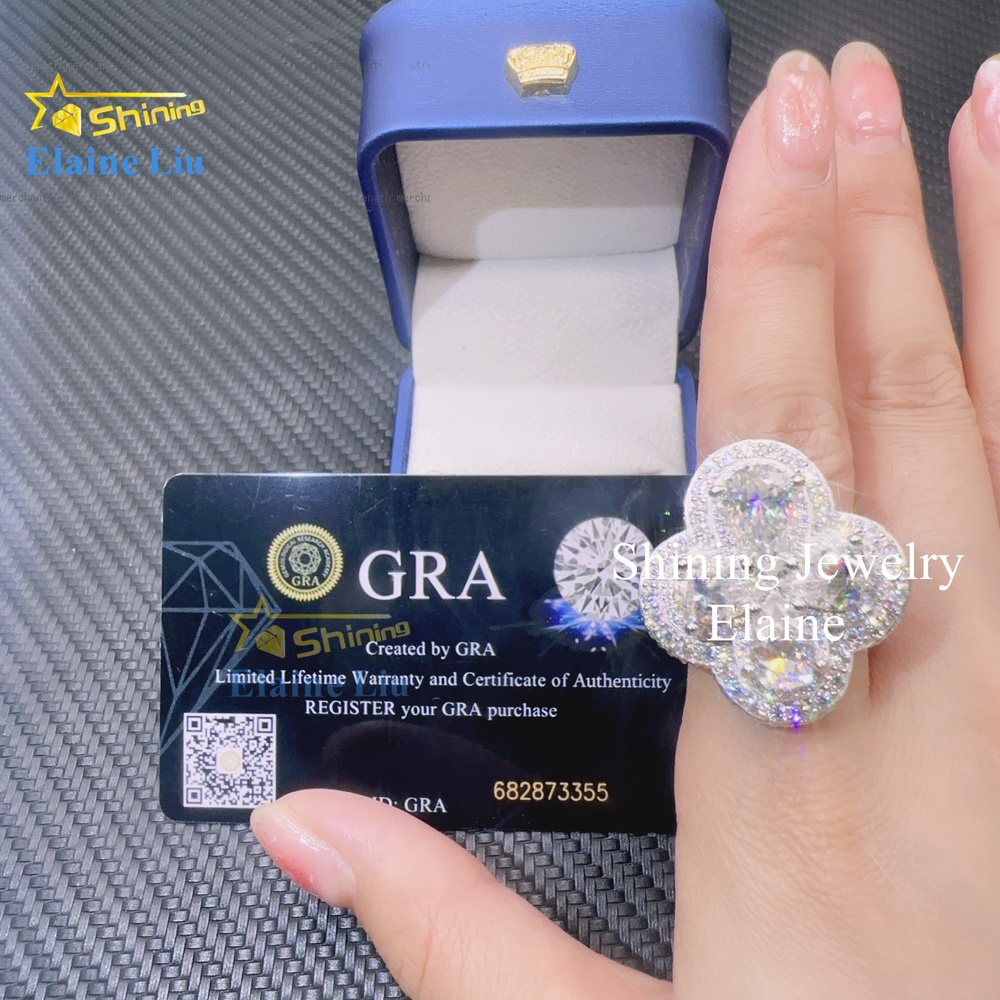 Pass Diamond Tester Sterling Silver Vvs Moissanite Ring 18k Gold Fine Jewelry Rings
