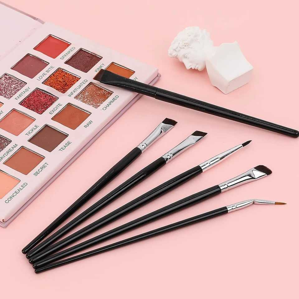 Ultra Thin Professional Slanted Angled Eyeliner Brushes Set - 6 Piece Precision Brush Kit for Precise Eyebrow Makeup Tools with W250605