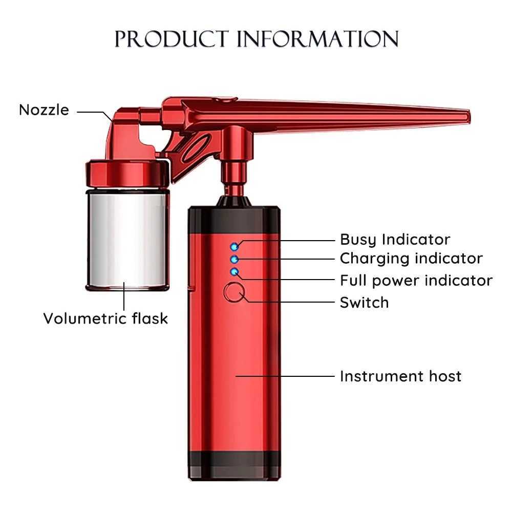 Oxygen Injection Moisturizing Nano Beauty Machine Airbrush Spray Set Portable USB Charging Nail Art Face Facial Steamer XJ250607