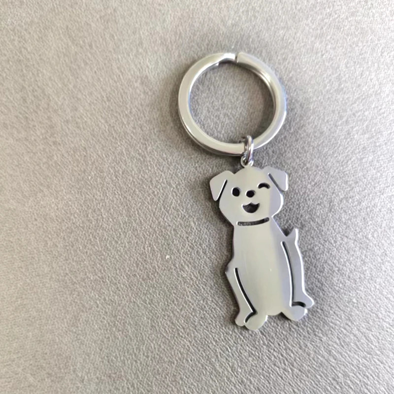 10pcs Classic Cute Puppy Dog Cat Pendant Key Chain Fashion 304 Mirror Polished Stainless Steel Key Ring Accessories 250605