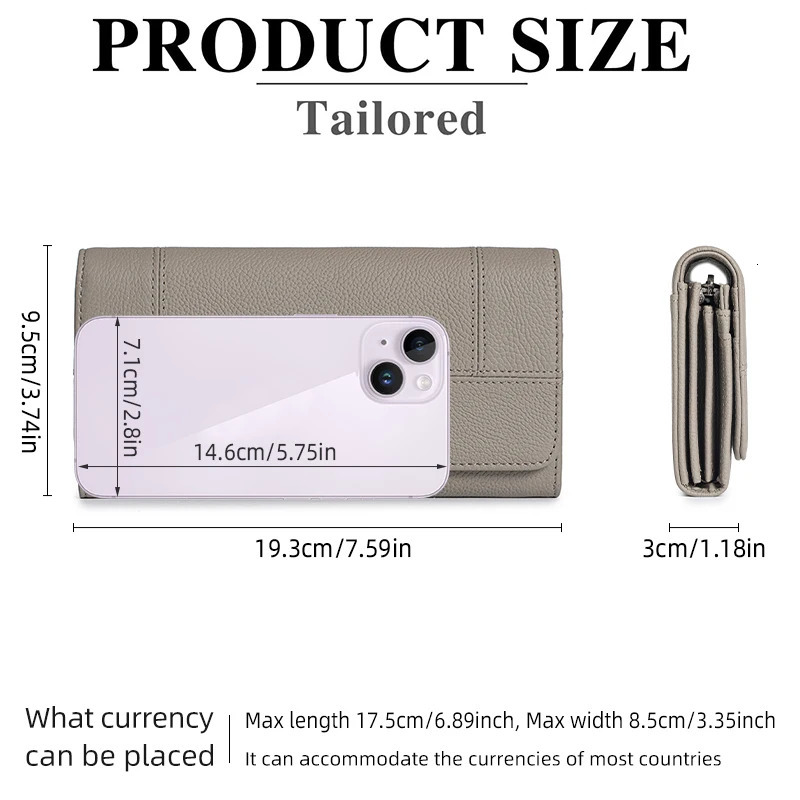 Fashion Large Capacity Womens Credit Card Holder Wallets Genuine Leather Women RFID Blocking Long wallet 250605