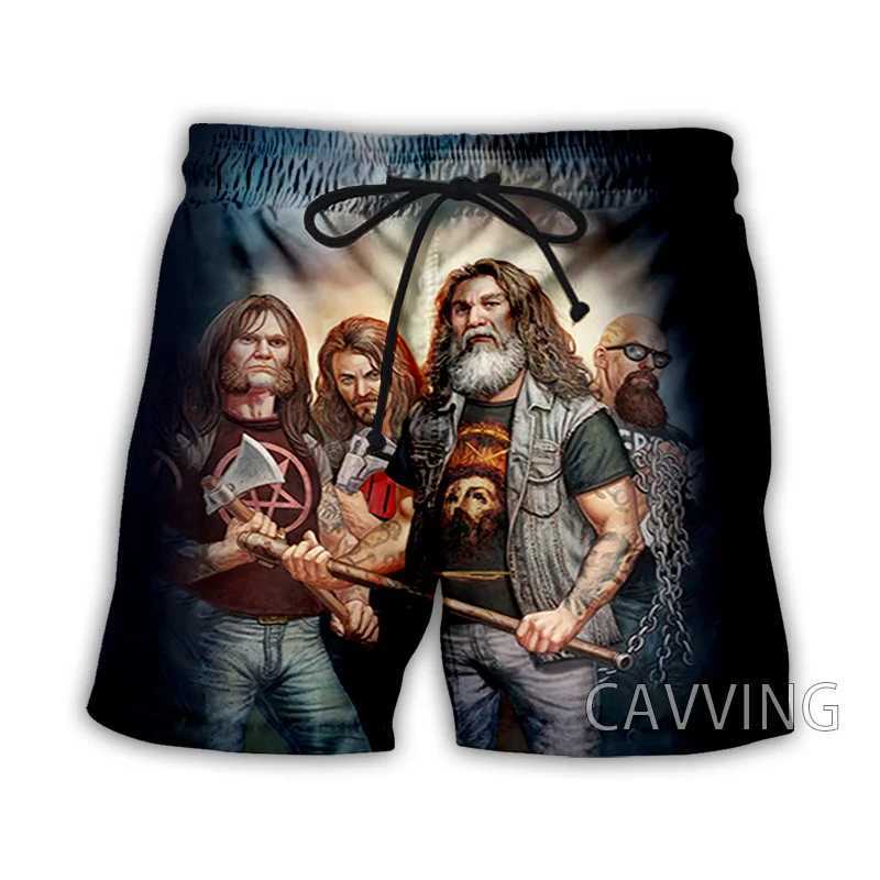 New Fashion 3D Print Slayer Rock Band Summer Beach Shorts Streetwear Men Quick Dry Vacation Casual Shorts J01 XJ250605