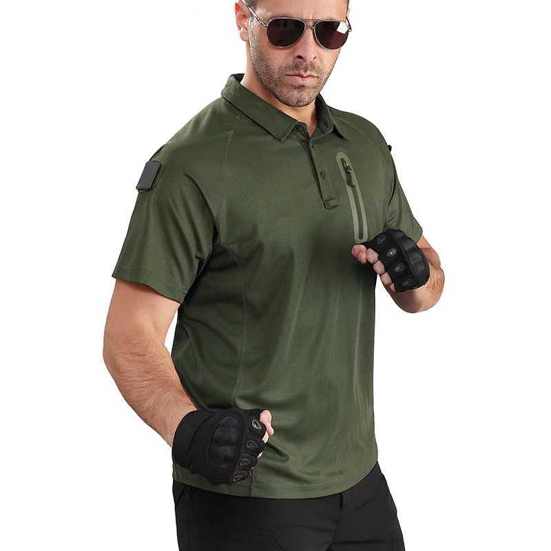 Summer Short Sleeve Tactical Shirt Men Performance Polo Shirts with Zipper Pocket Quick Dry Outdoor Travel Hiking Shirt USA Size XJ250605