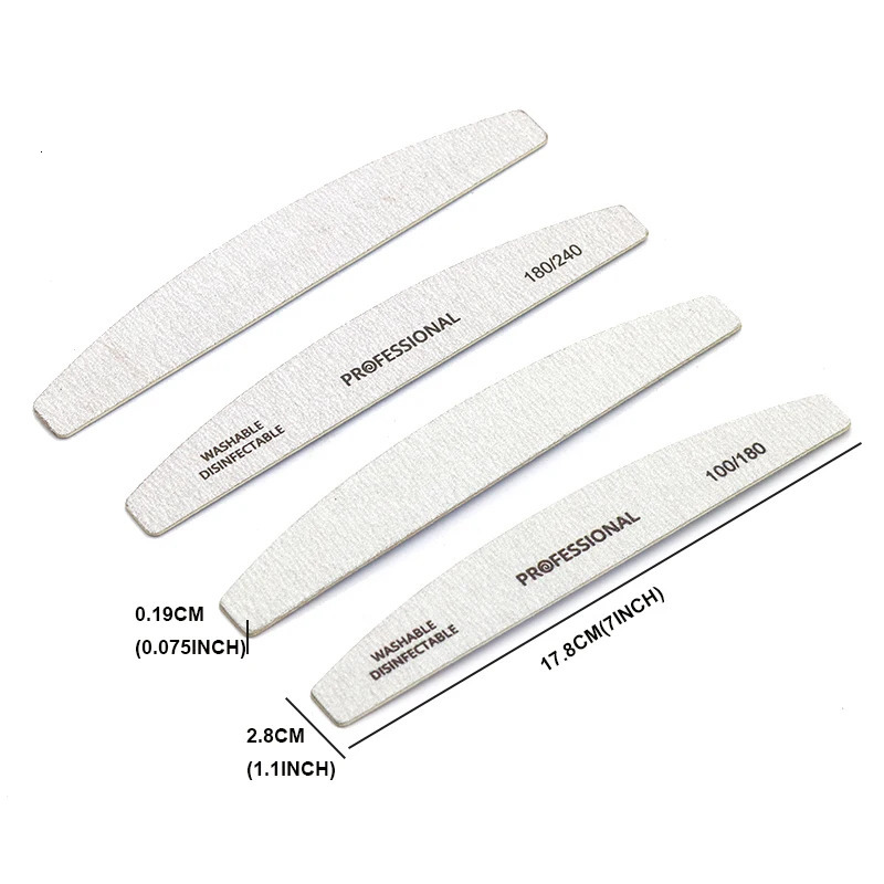 10pcs/Lot Wooden Nail Files Professional 100 180 240 Emery Board Manicure Buffer Grey Boat Double-sided Wooden Pedicure Buffers 250605