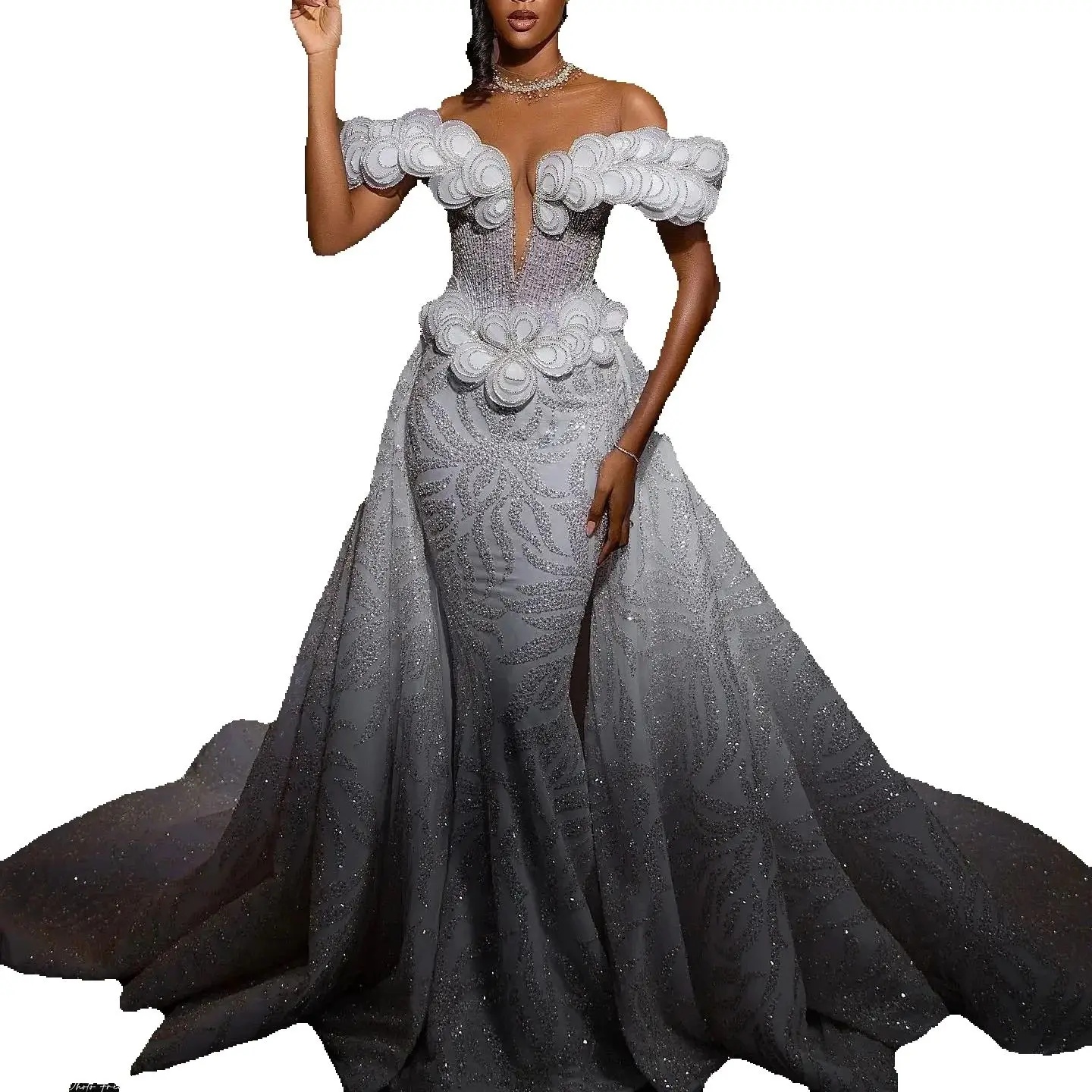 Sexy Off The Shoulder Wedding Dress Sparkly Sequined Lace Mermaid Bridal Gown Fashion Appliques Bride Dresses Customized