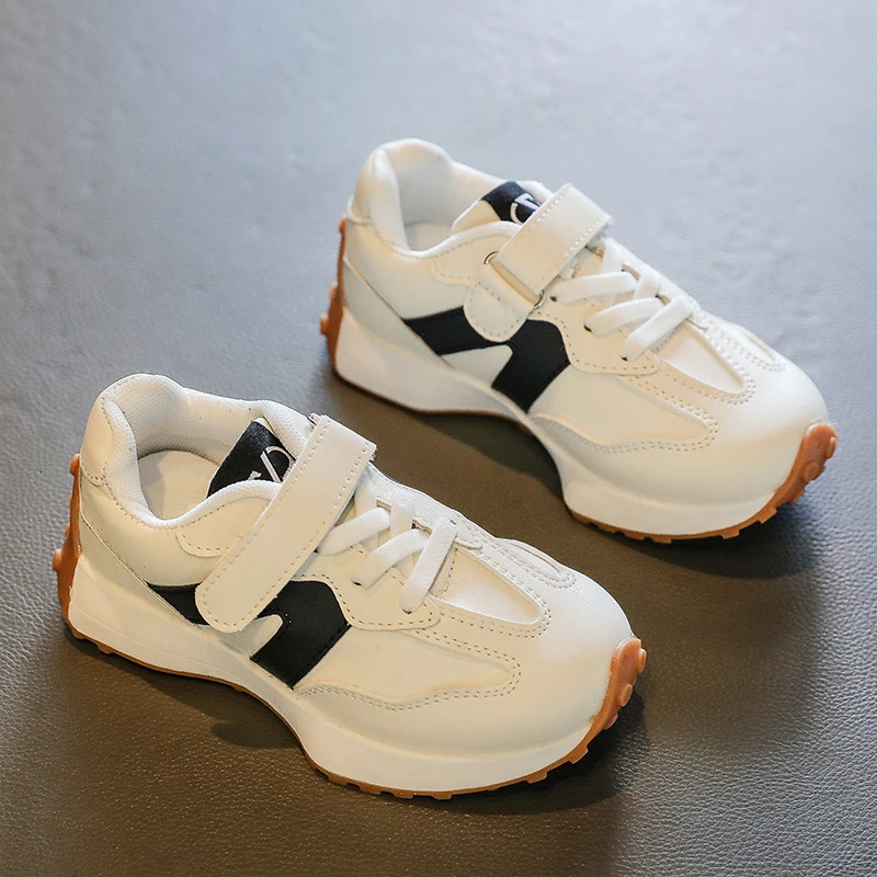 Childrens Shoes Girls and Boys Toddlers Sneakers Breathable PU Leather BABY Flats Tennis Shoe Pink/Black/GraySize 21~36 250604