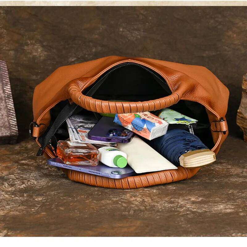 Large Capacity Women's Genuine Leather Handbag Casual Woman Tote Bag Soft Designer Solid Ladies Handbags 2025 New