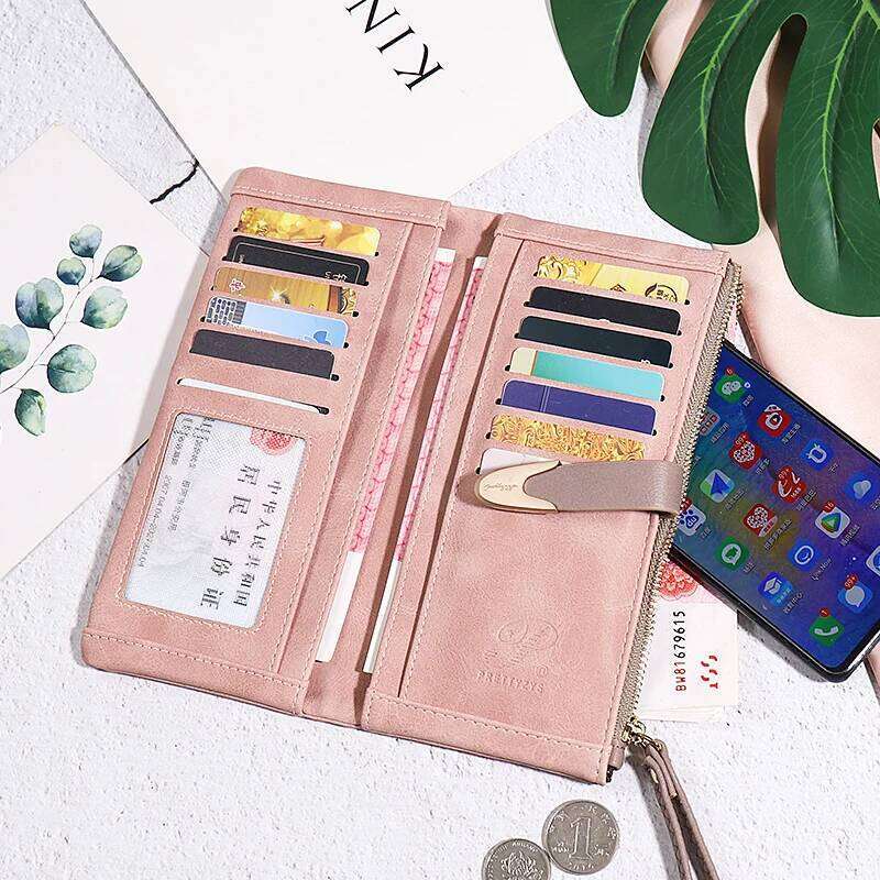 New autumn winter long purse women Europe and the United States retro PU zipper buckle handbag simple fashion trend street p