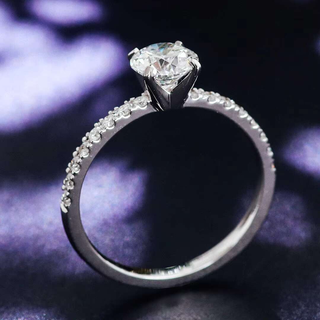 Provence Wedding Ring Woman 14k 1.5ct Round Cut D Color Moissanite Side Stone Engagement Moissanite Ring