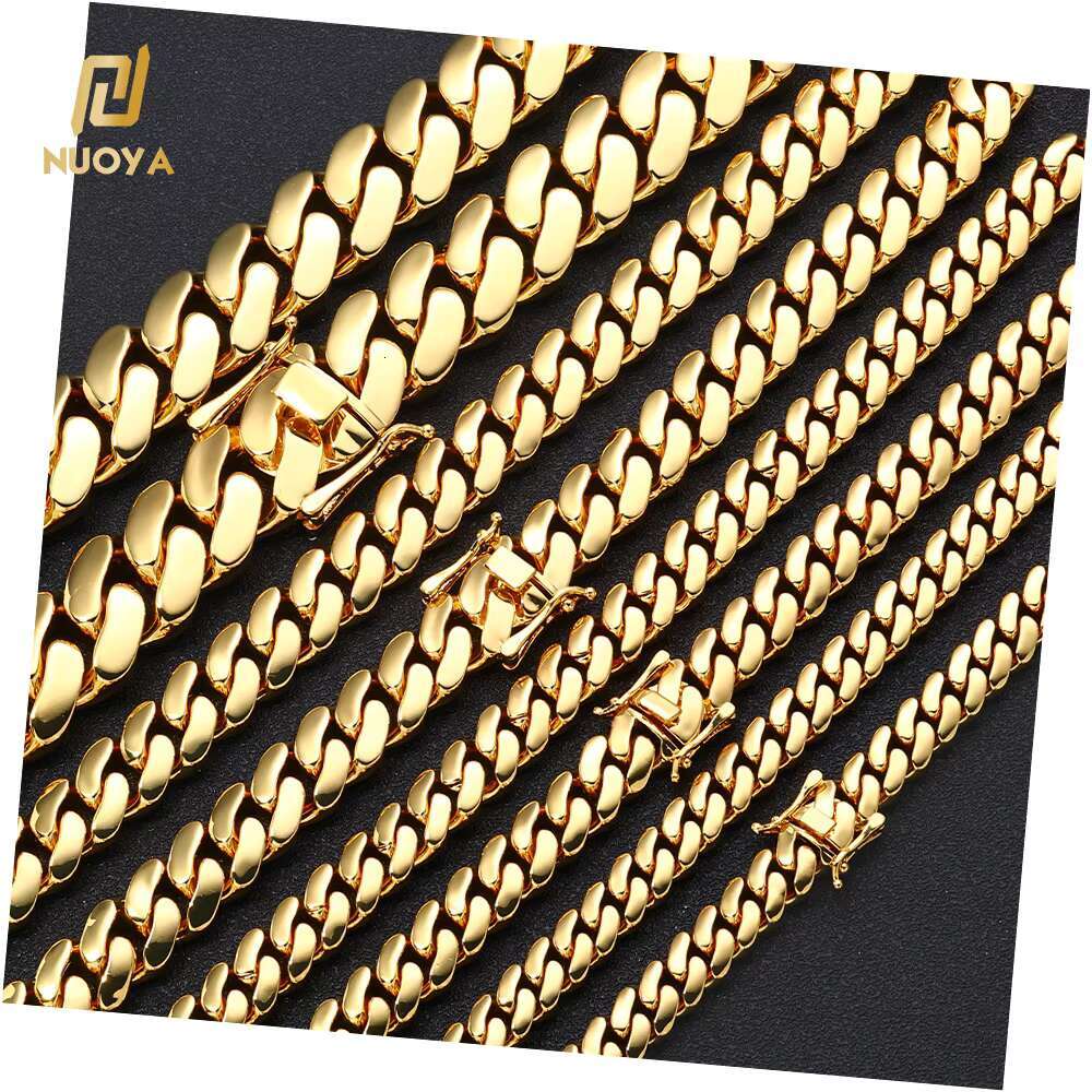 Wholesale 10/12/15/19/22mm 18K Gold Plated Heavy Miami Cuban Link Chain Necklace for Men Hip Hop Jewelry Cuban Chains