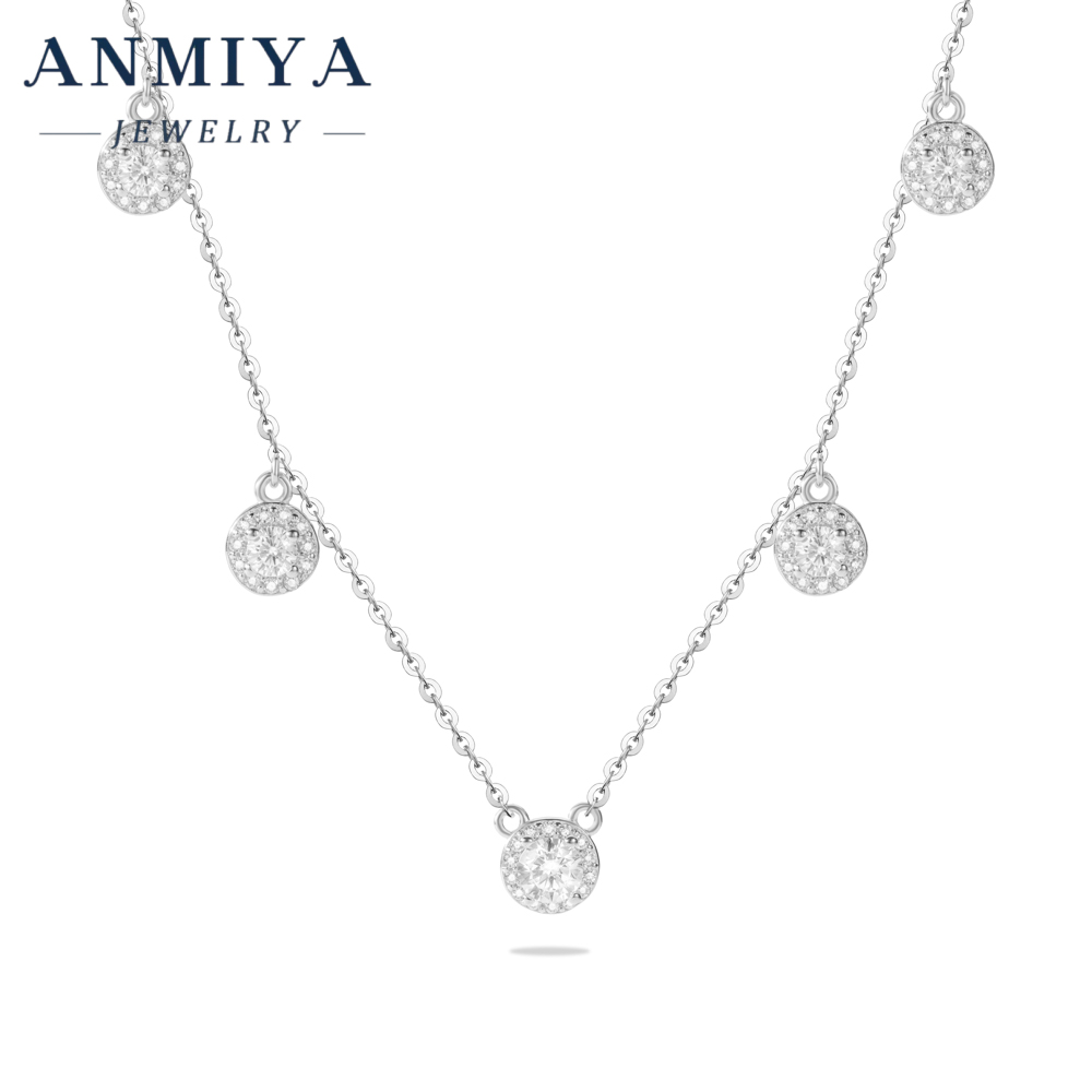 Personalized Silver Jewelry Link Chain 925 Necklace Crafted with Modular Multi-Round Geometric Pendant for Custom Gift Giving