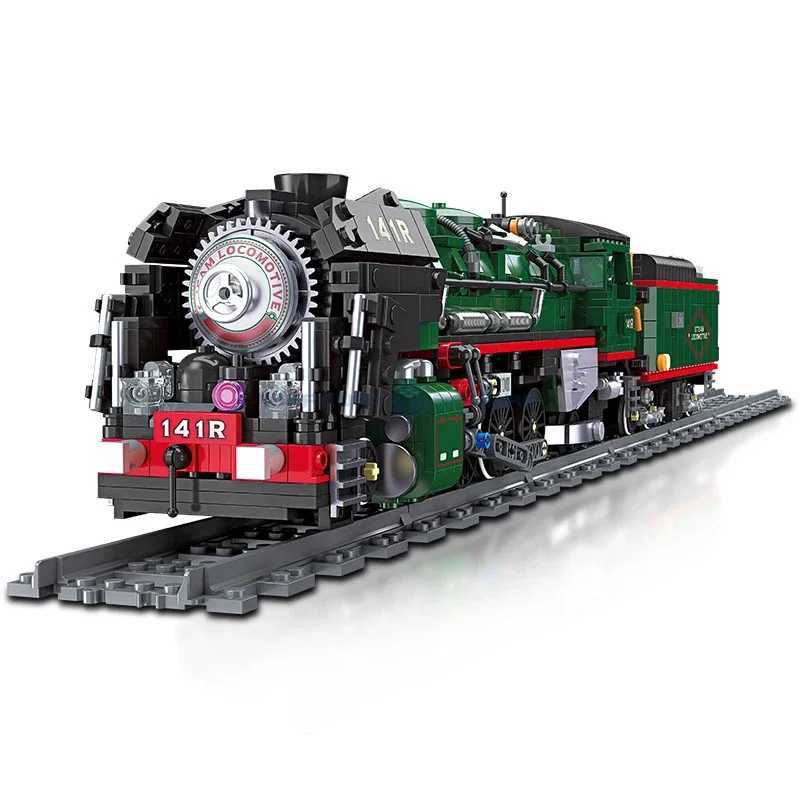 RC 141R Steam Train Building Blocks MOC 59098 Retro Transportation Model Bricks High Tech Ideas Toy Collection Gift for Kids and Adults W250605