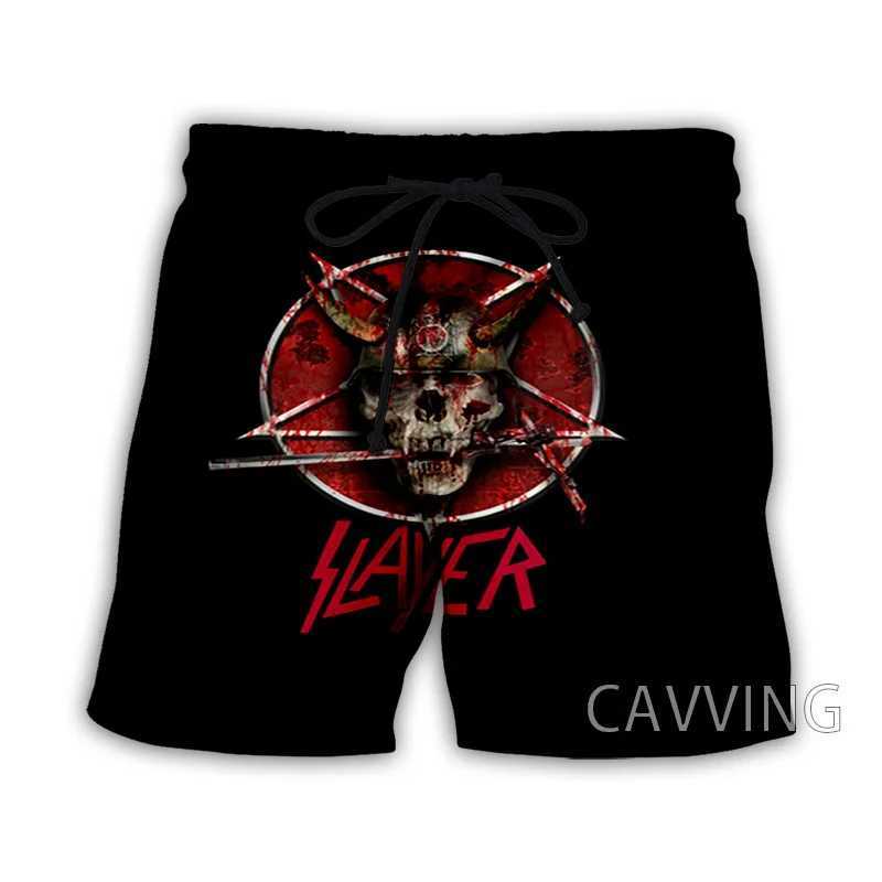 New Fashion 3D Print Slayer Rock Band Summer Beach Shorts Streetwear Men Quick Dry Vacation Casual Shorts J01 XJ250605