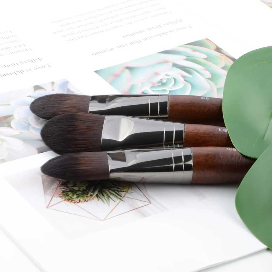1 piece #108 Foundation Makeup brush Flat Liquid BB cream Natural wood straight Professional Face Mask Make up brushes SyntheticW250605