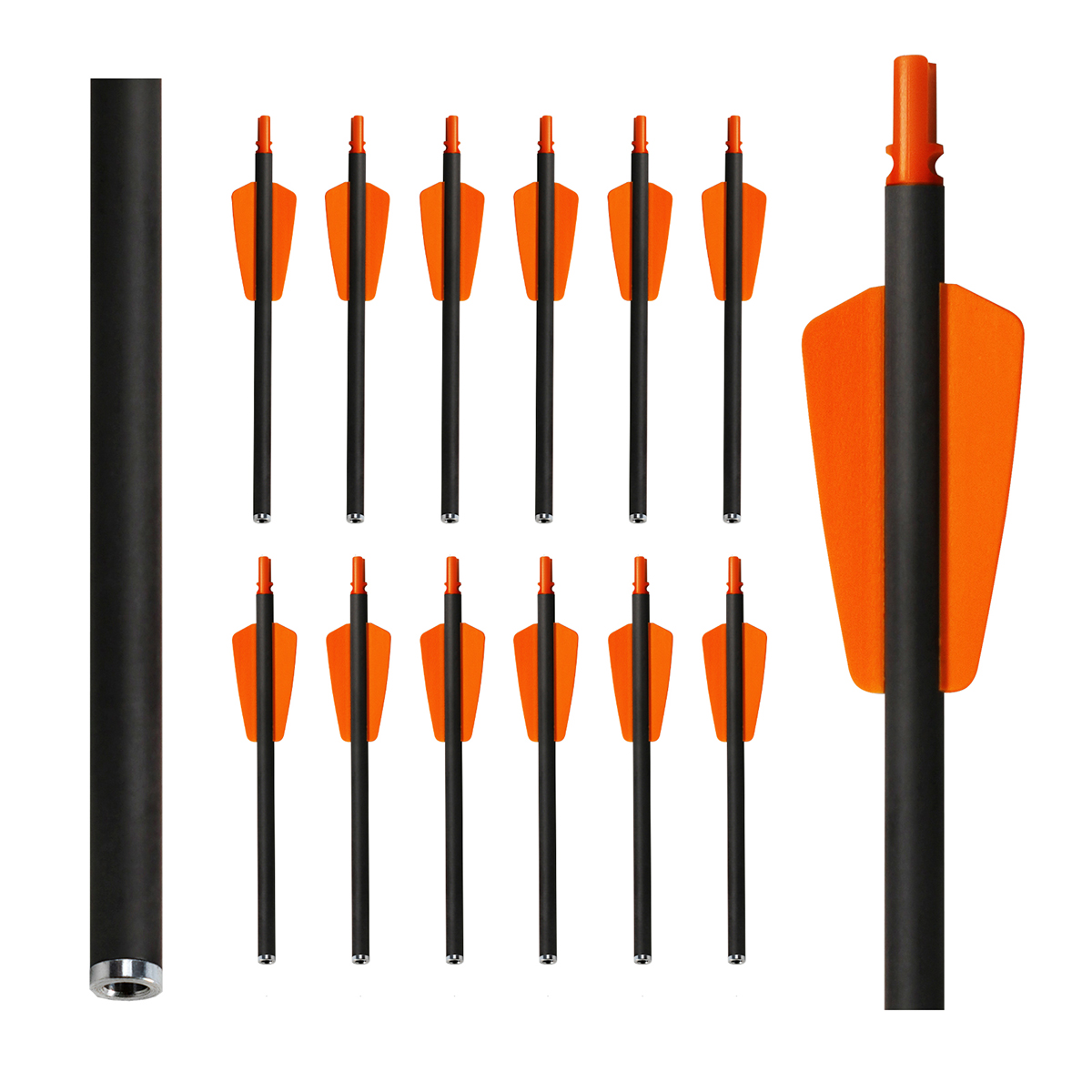 Crossbow Bolts 7.5 inch Hunting Arrows without Arrowheads 12 Pcs Carbon Crossbow Arrows Half-Moon Nocks Archery Arrows
