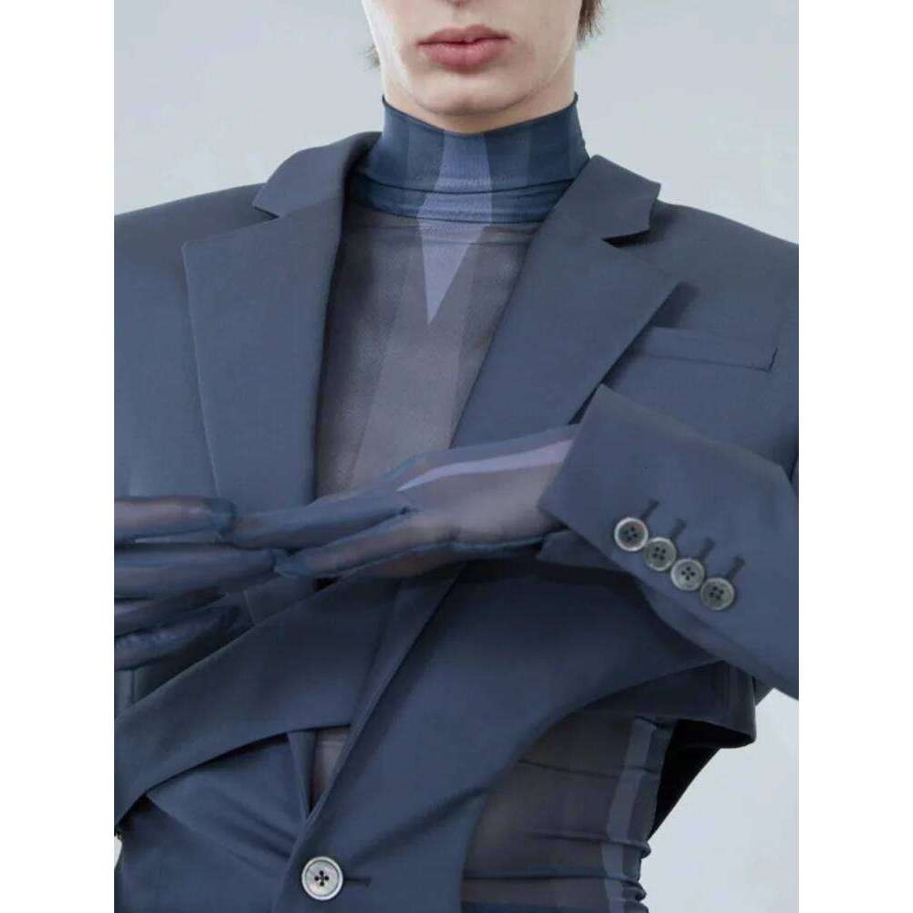 Coats Designer Women VGH Solid Hollow Out Casual Irregular Blazers For Women Notched Collar Long Sleeve Spliced Button Temperament Blazer Female New D