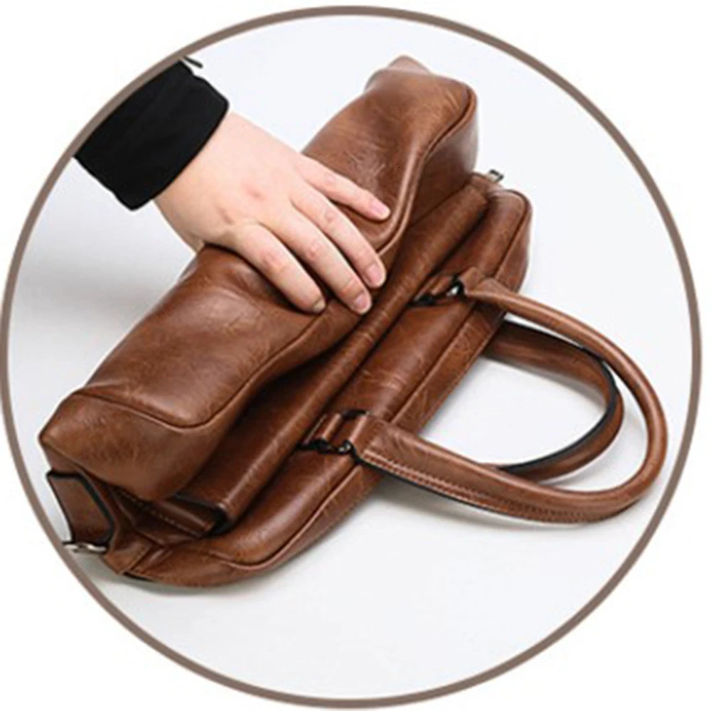 Men Briefcase Bag Classical Retro PU Leather Business Handbag Male Crossbody Shoulder Bag Laptop Computer Case 250603