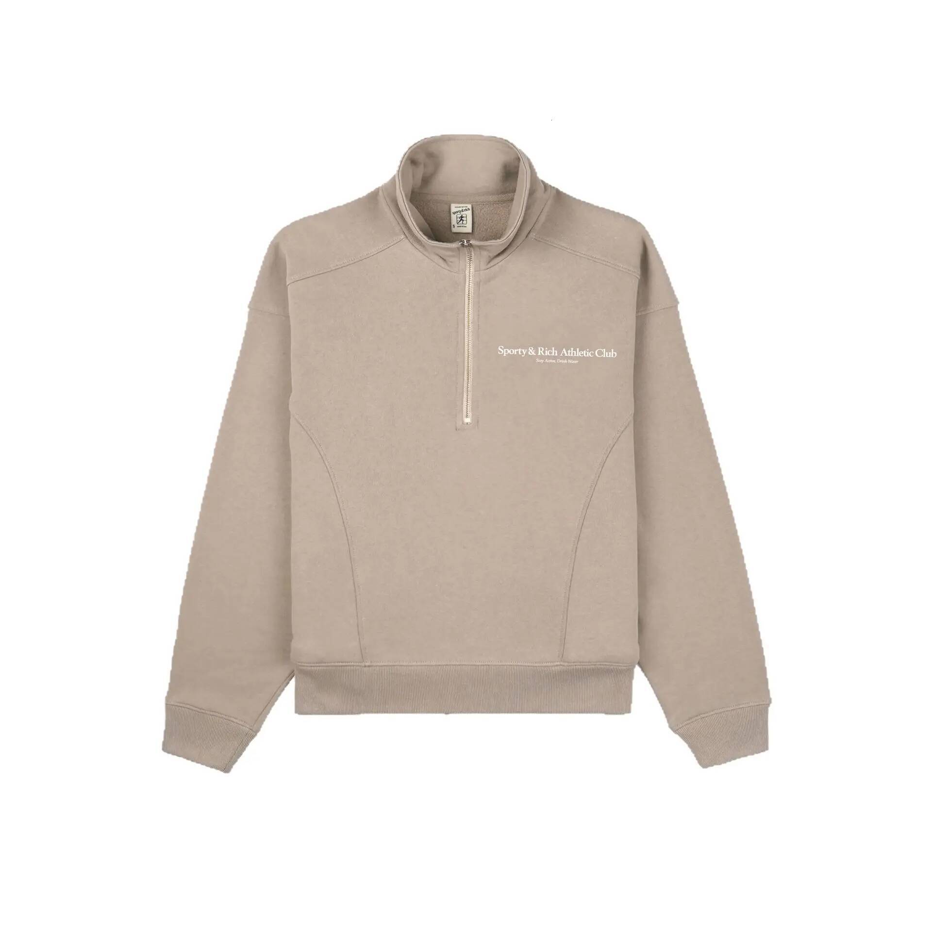 Autumn And Winter New North American Niche Printed Zipper Chest Stand Up Collar Fleece Women's Sports Hoodie