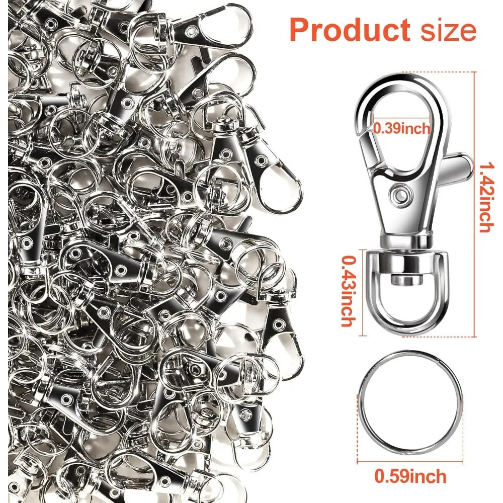 60PCS Metal Swivel Snap Hook Key Ring 30PCS Crayfish Claw Keychain Key Chain Ring For Keys 250605