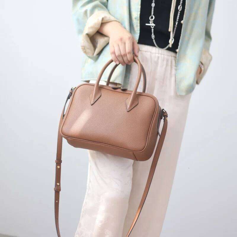 Women's Bags Designer Women's Genuine Leather Vintage Crossbody Square Bags Real Cowhide Zipper Handbag Adjustable Shoulder Strap Soft And V