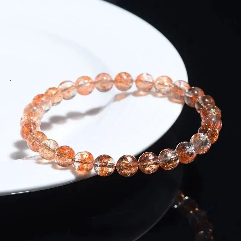 7A Grade Pure Natural Golden Sun Bracelet Single Circle Orange Arusha Crystal Round Beads Hand String Couple Lucky Nafu Jewelry 250604