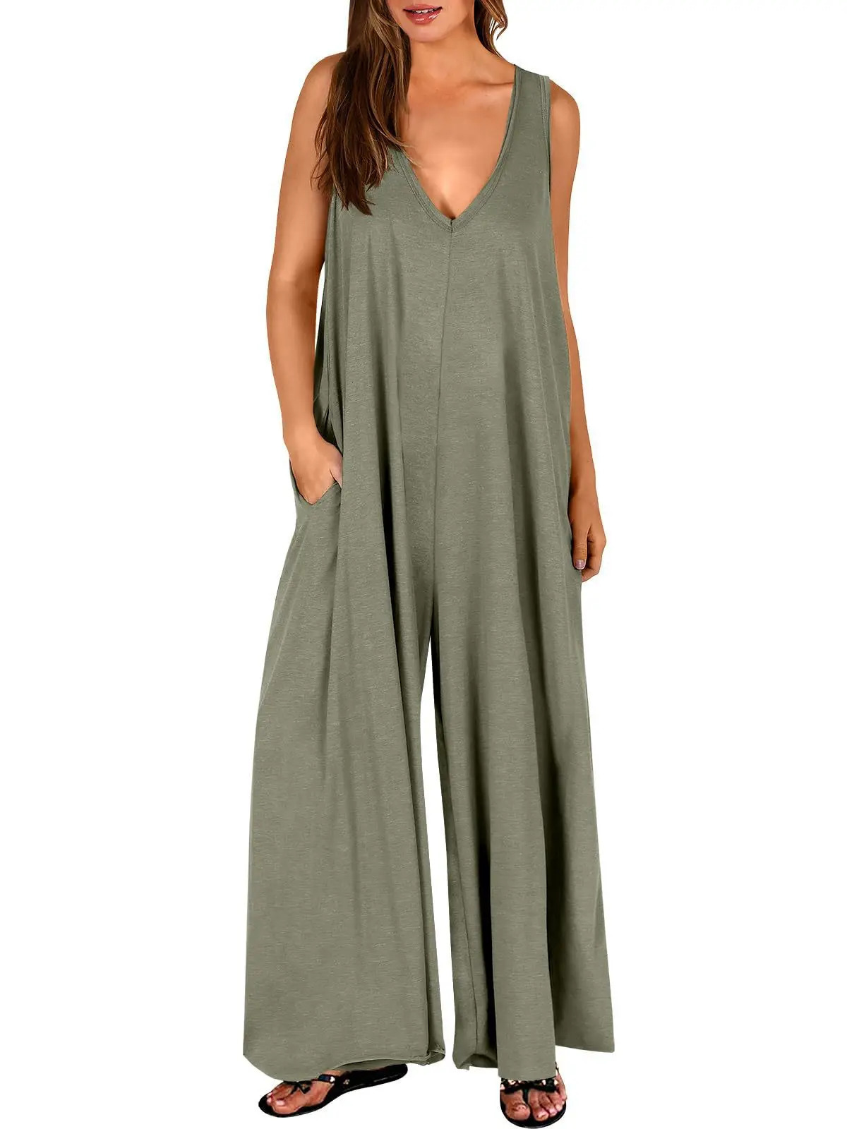 Summer Fresh Casual Womens Pocket jumpsuit Thin Womens jumpsuit 250605