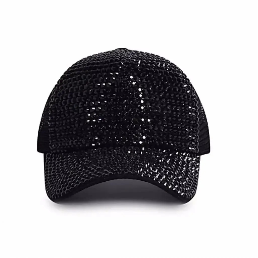 Baseball Cap Women Full Rhinestone Beads Mesh Cap Street Fashion Hats Casual Party Hip Hop Kpop Dance Cap Men Summer 250603